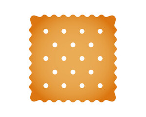 Square cracker. Sweet or salty biscuit cookie. Popular crunchy snack isolated on white background. Vector cartoon illustration.