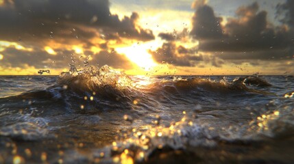 Ocean wave sunrise coastal splash background