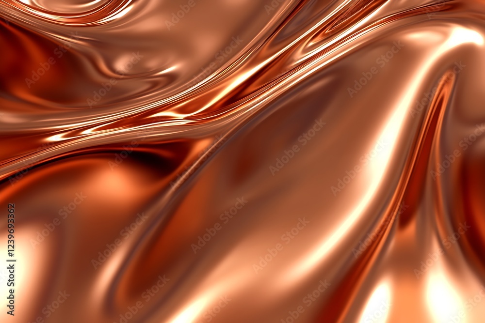 Aufkleber captivating copper textile with luxurious shine and fluid texture : generative ai