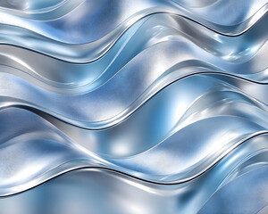 Fototapeta premium Abstract Wavy Metallic Texture: Blue and Silver