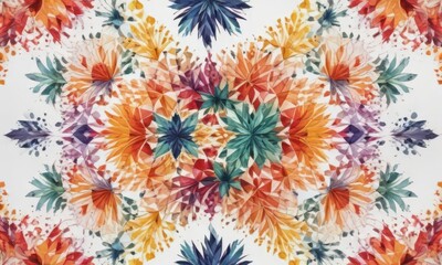 Fototapeta premium Colorful geometric patterns with shapes of nature on a white background, abstract, floral, vector