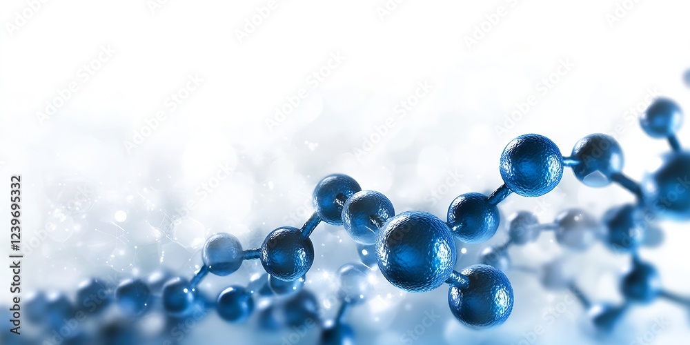 Aufkleber molecular structure of water and chemicals in a bright outlined background : generative ai