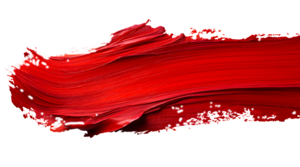 Bold red paint stroke across a transparent background enhances artistic expression and creativity in modern art