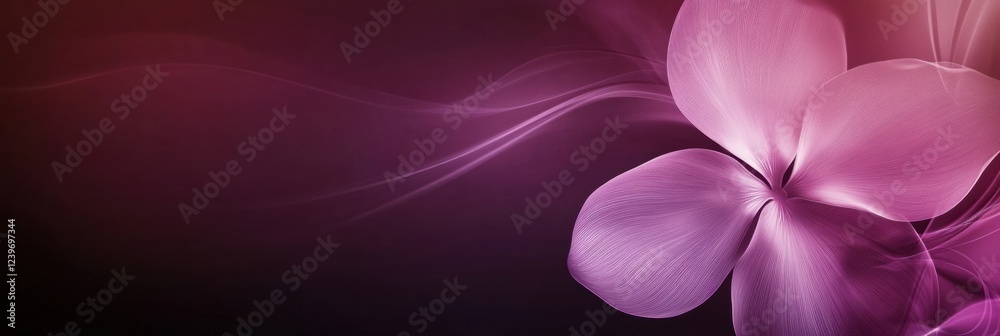 Poster vibrant pink flower petals with smooth flowing background in soft purple hues at twilight. generativ