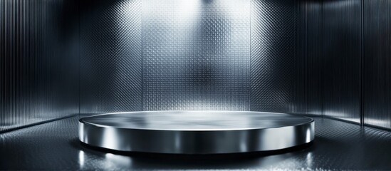 Sleek Silver Podium in Modern Chrome Room - Product Display