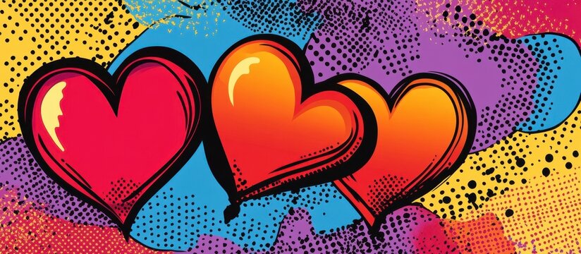 Naklejki Pop Art Hearts Vibrant Love Graphic Design
