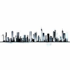Obraz premium Modern City Skyline Illustration with Skyscrapers and Buildings with Architectural Details