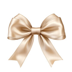 Naklejka premium Elegant beige satin bow with ribbon perfect for gift wrapping and decorations in various occasions and celebrations