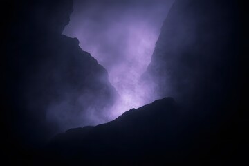 Dense Dark Fog with Muted Purple and Gray Streaks in Ethereal Atmosphere