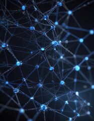 Dark blue web network infrastructure with glowing blue nodes,  infrastructure,  design, black
