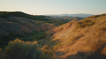 Obraz premium Warm Sunset Over Arid Canyon Landscape