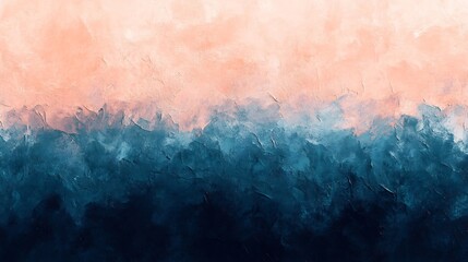 Obraz premium Abstract art Soft pastel peach and deep blue hues blend seamlessly creating a tranquil serene atmosphere. AI Generated