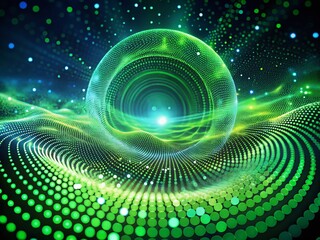 Futuristic Green Data Wave: Abstract 3D Rendering of Big Data Concept