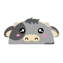 cute baby cow vector. Cute calf vector. drawing cartoon calf face, drawing cow face easy and simple full color