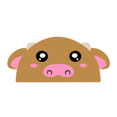 cute baby cow vector. Cute calf vector. drawing cartoon calf face, drawing cow face easy and simple full color