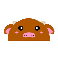 cute baby cow vector. Cute calf vector. drawing cartoon calf face, drawing cow face easy and simple full color