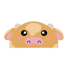 cute baby cow vector. Cute calf vector. drawing cartoon calf face, drawing cow face easy and simple full color