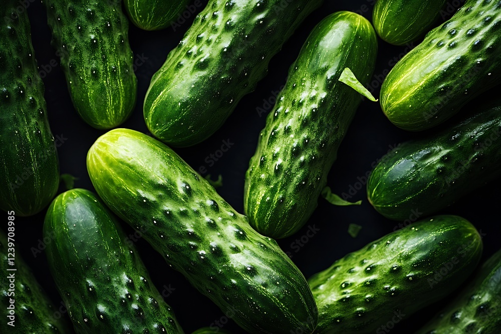 Poster close-up of cucumbers with droplets for natural cooking and culinary presentations : generative ai