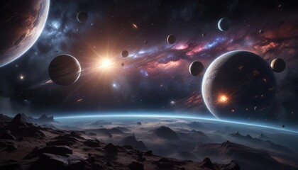 Deep space galaxy background with stars and planets,  planets,  celestial,  universe