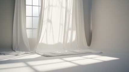 Sunlit Room with Sheer Curtains: A Study in Light and Shadow