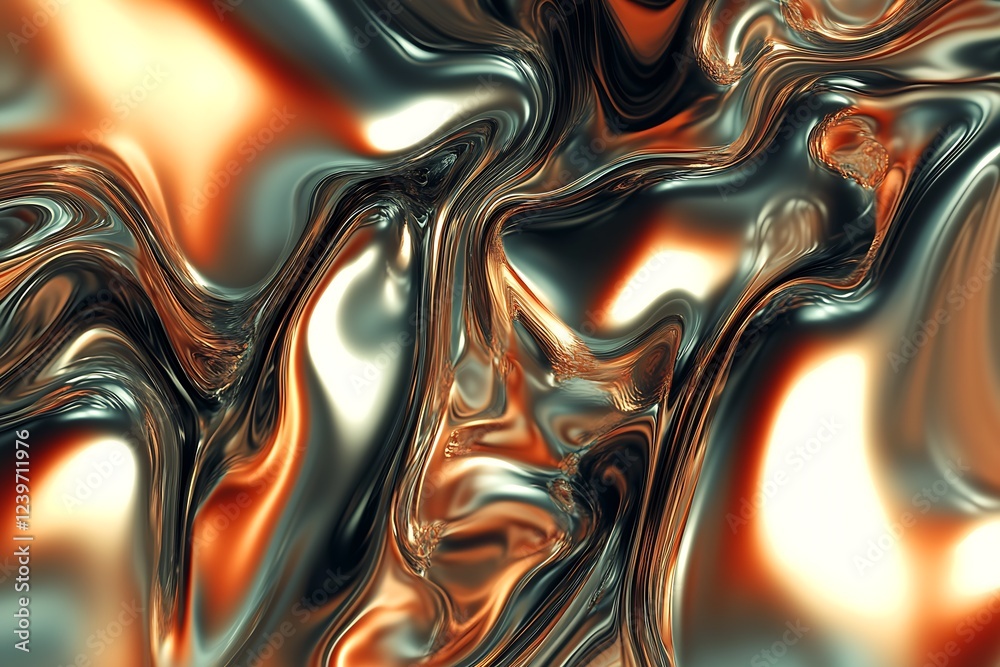 Aufkleber Dynamic Abstract Background with Luscious Metallic Swirls in Golden and Copper Hues for Graphic Design : Generative AI