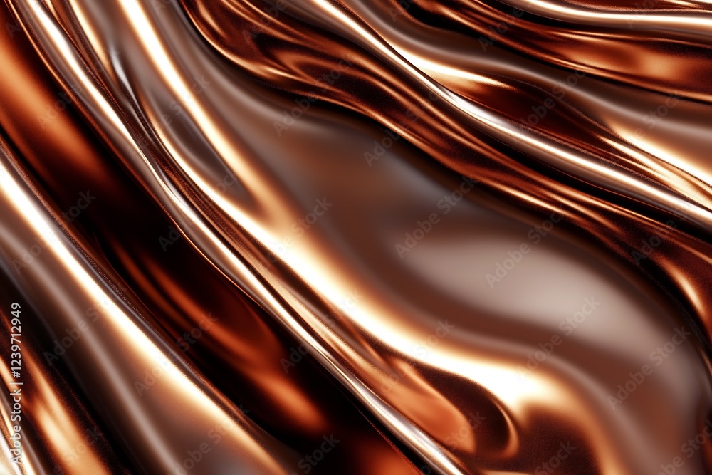 Poster Elegant Waves of Rich Copper Silk Fabric with a Shiny and Flowing Texture : Generative AI