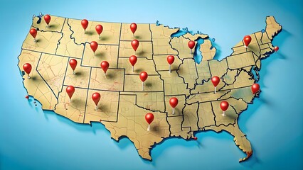 US Map with Location Markers