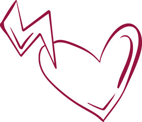 Love Thunder Valentine Line Art Illustration