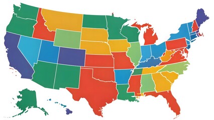 United States Map with Color-Coded Regions