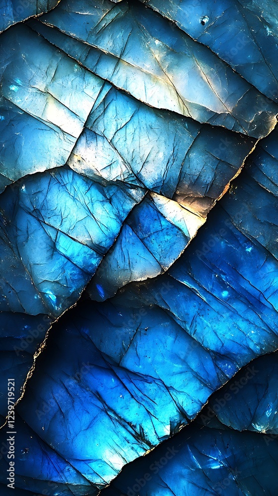 Aufkleber Vivid Blue Stone Texture with Intriguing Patterns and Natural Light for Modern Design Needs : Generative AI