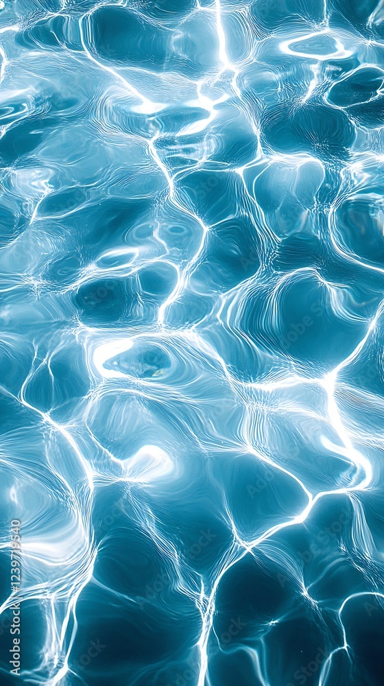 Poster elegant blue water surface reflecting light beautifully with intricate patterns and soothing ripples