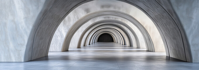 Fototapeta premium Modern White Architectural Arches Creating an Endless Perspective Corridor