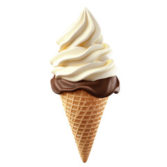 Soft serve ice cream cone with creamy swirl on a cone ideal for hot summer days at the park or beach enjoyed by families and friends during outings