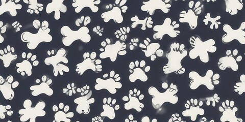 Obraz premium Dog bone vector dog paw doodle seamless pattern isolated wallpaper background, dog bone pattern, dog paw, pet design