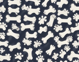 Dog bone vector dog paw doodle Seamless pattern isolated wallpaper background, dog bone,  vector art,  animal print
