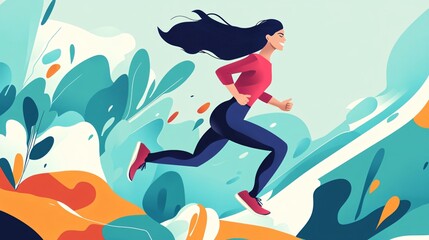 Vector Illustration Depicting the Concept of a Woman with Crown Overcoming Challenges