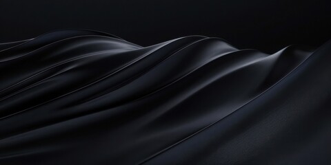 A pure black surface with subtle, minimalist wave-like textures, Open and flowing composition