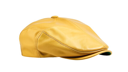 Stylish Mustard Yellow Leather Newsboy Cap
