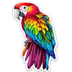 Obraz premium Sticker of a vibrant parrot with colorful feathers
