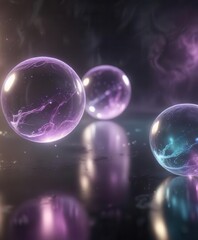Ethereal mist swirls around glowing, iridescent orbs,  ethereal,  shimmering,  orb