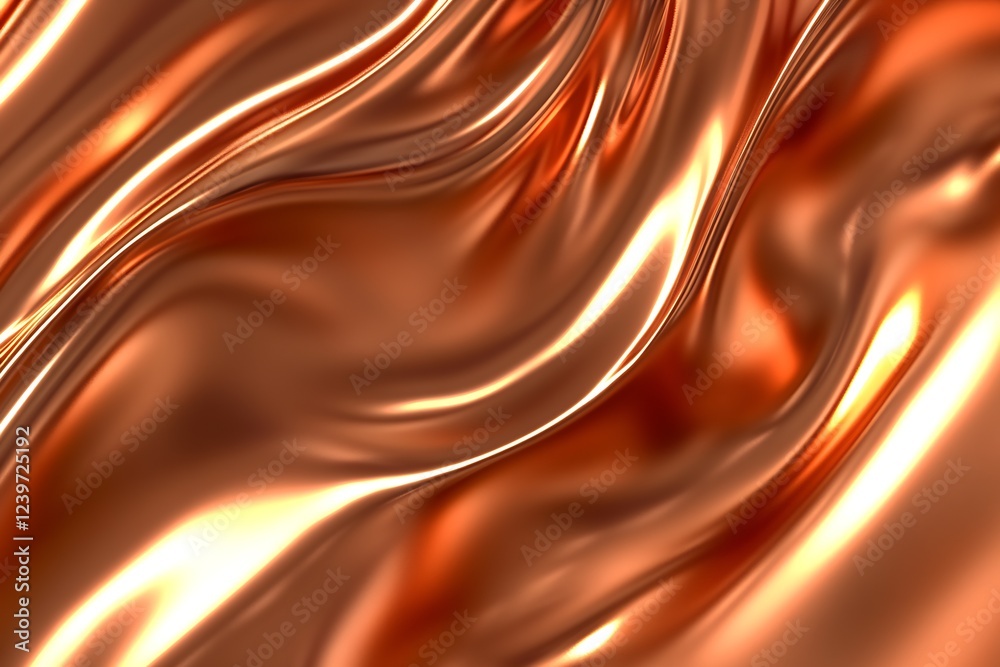 Aufkleber elegant flow of shimmering copper texture under light : generative ai