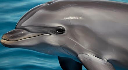 Fototapeta premium Adorable Dolphin Portrait in Ocean Water