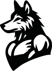 Graphic Mascot Vector Image of a wolf boxer. Logos for sport athletic club. Coat of Arms for the gym or sports shop. Wolf head. Vector illustration