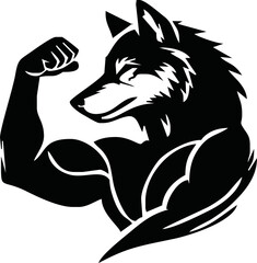 Graphic Mascot Vector Image of a wolf boxer. Logos for sport athletic club. Coat of Arms for the gym or sports shop. Wolf head. Vector illustration