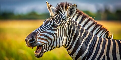 Grant's Zebra Headshot Close-up with Mouth Open and Barking