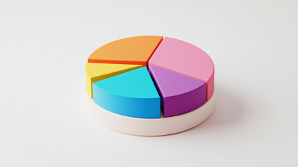 Fototapeta premium colorful pie chart on white background - 3d rendering minimalist business concept with pastel colors