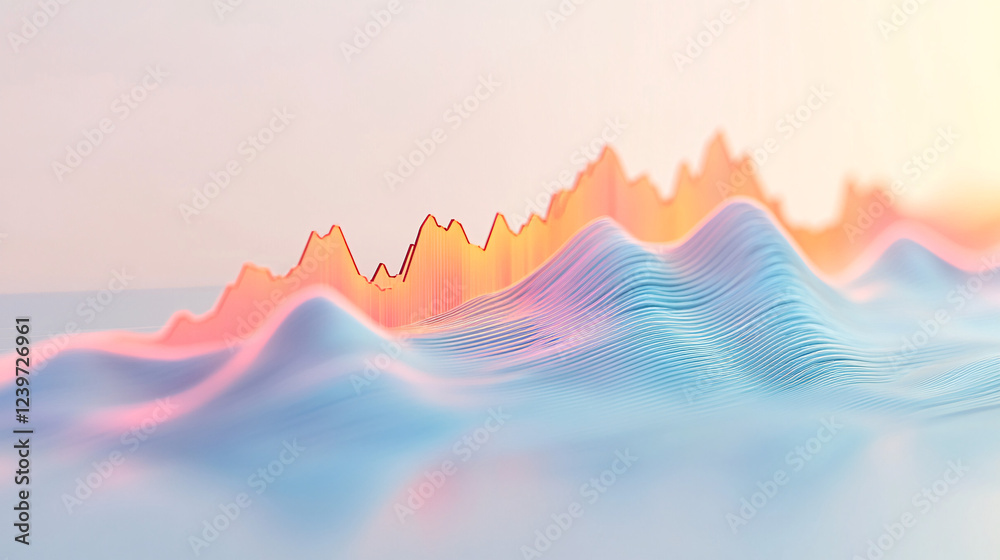 Wall mural abstract pastel wavy lines background with gradient colors for technology and business design