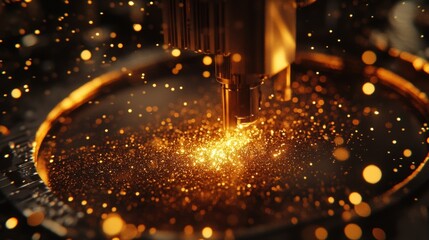 A closeup of a hightech soldering machine applying heat to connect microcomponents on a CPU with fine details of molten solder glistening and forming precise joints between metallic