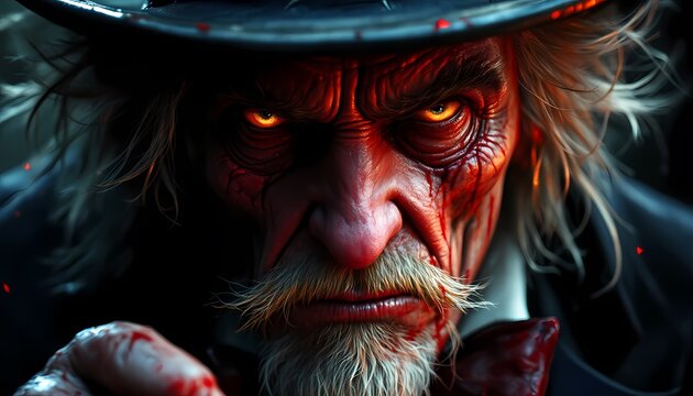 Bloody Uncle Sam Digital Art Scary Face Closeup