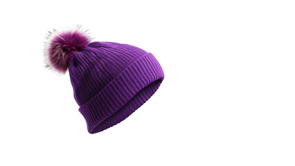 Purple Pom Pom Beanie Winter Hat Stylish Knit Accessory